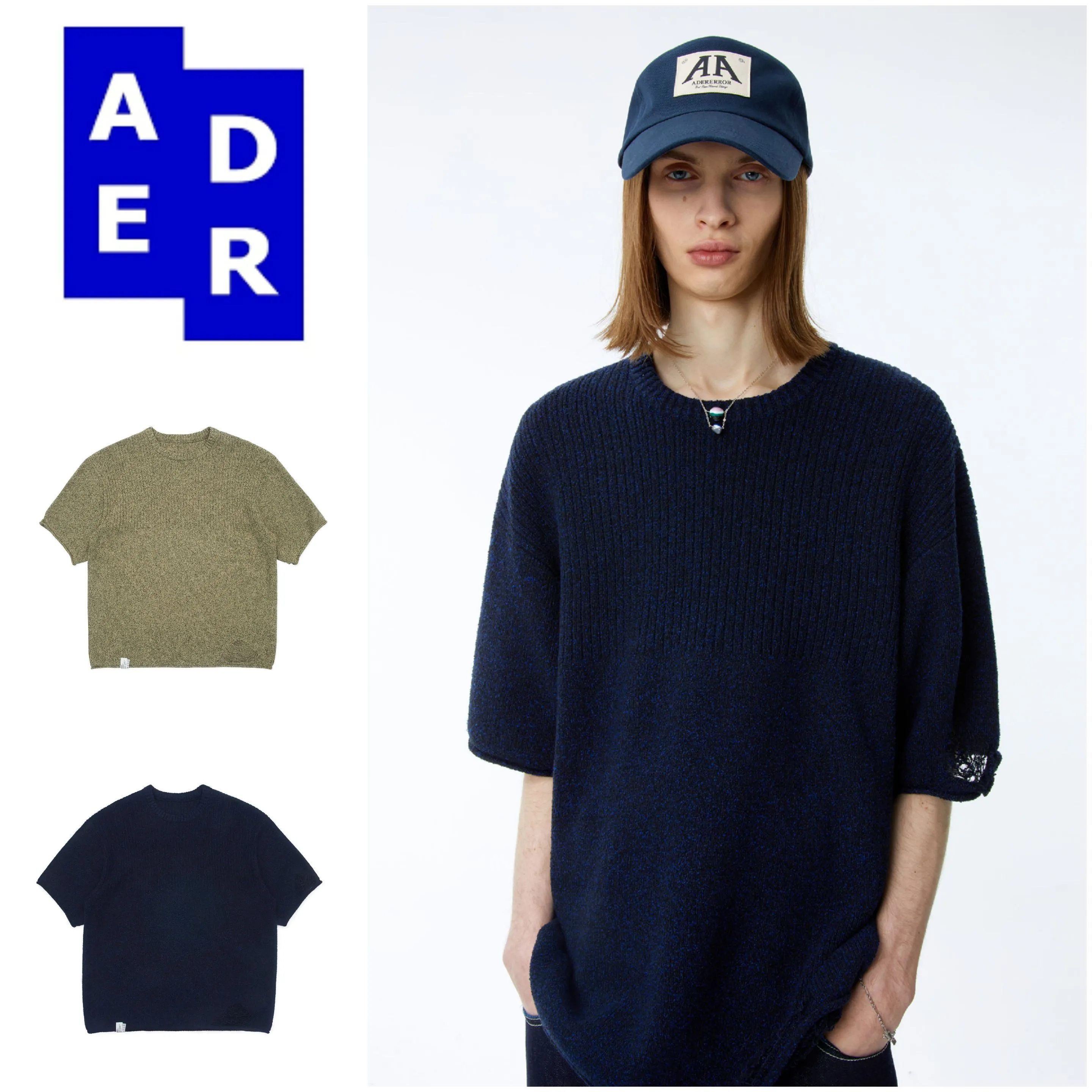 ADERERROR  |Unisex Street Style Short Sleeves Logo Sweaters