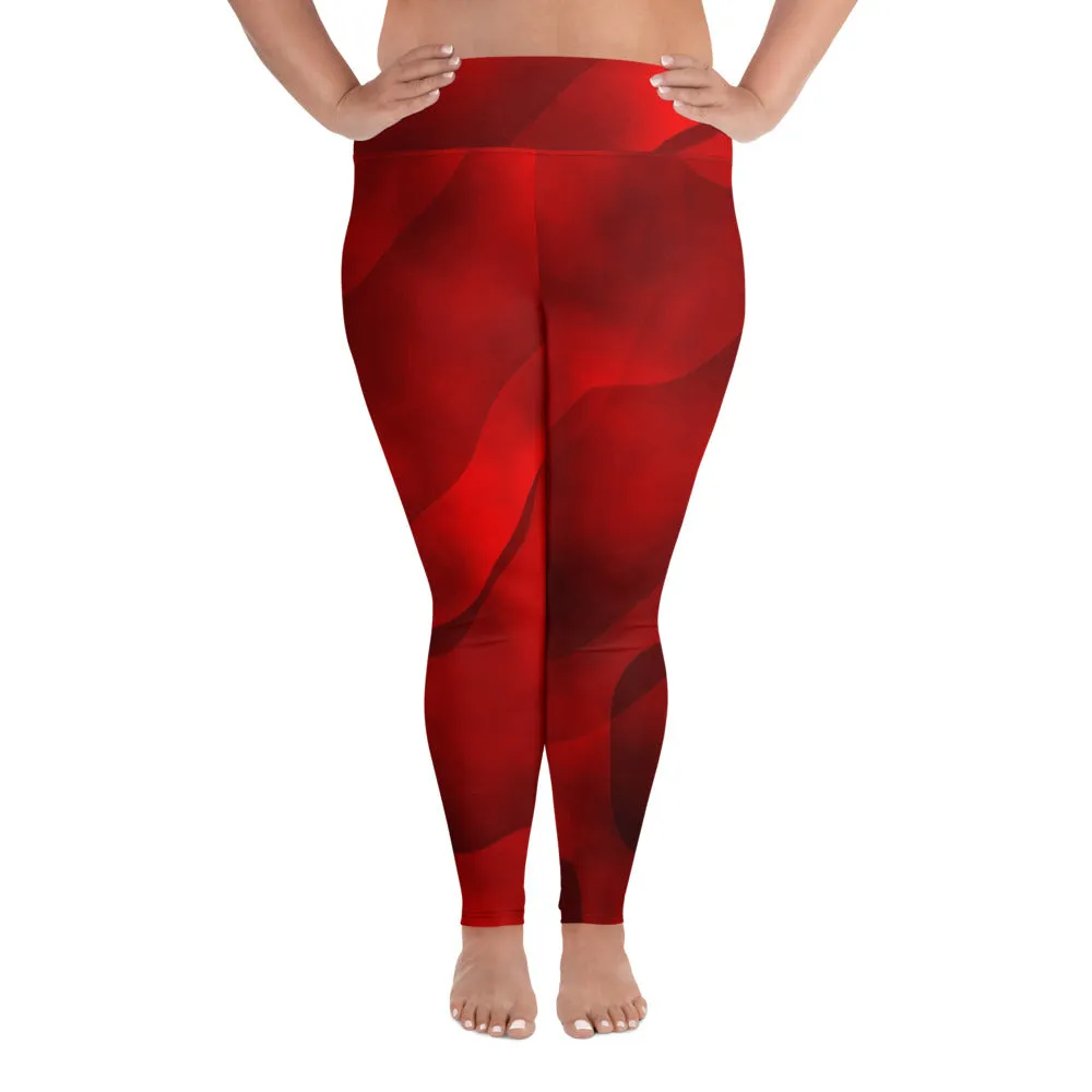 All-Over Print Plus Size Leggings True Red