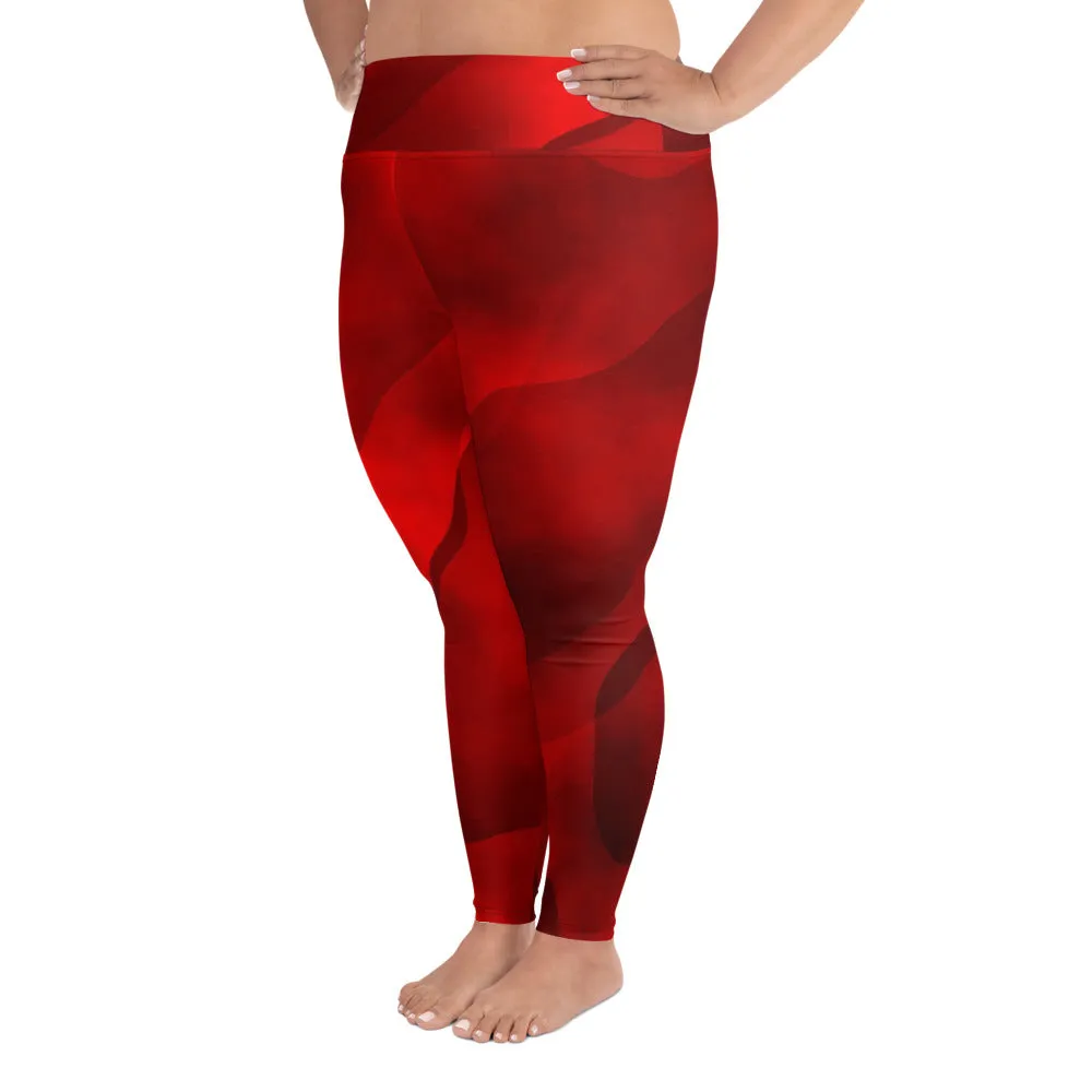 All-Over Print Plus Size Leggings True Red