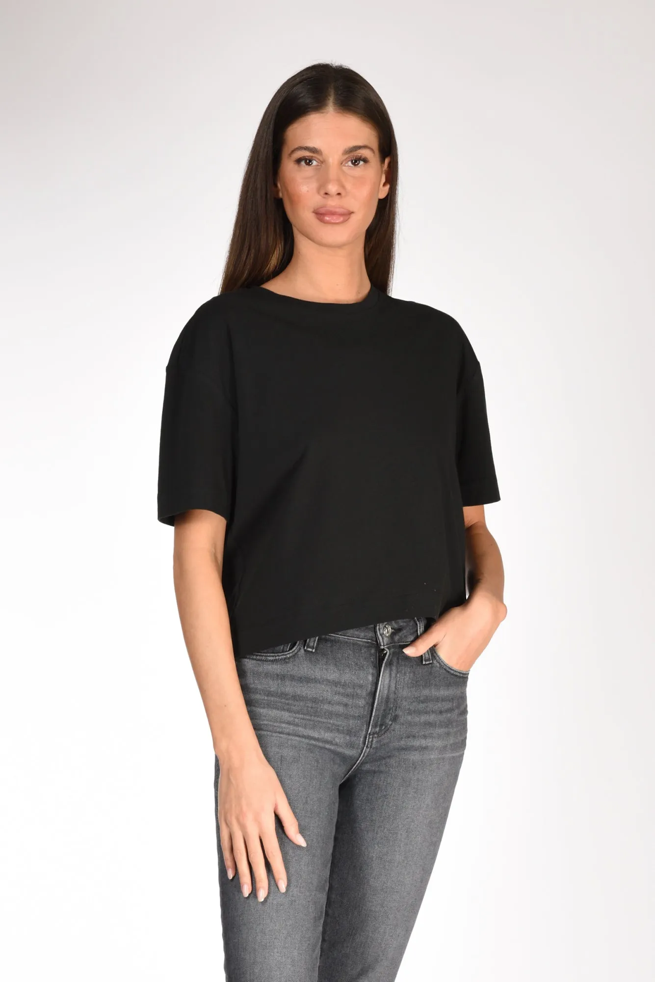 Allude Tshirt Crop Nero Donna