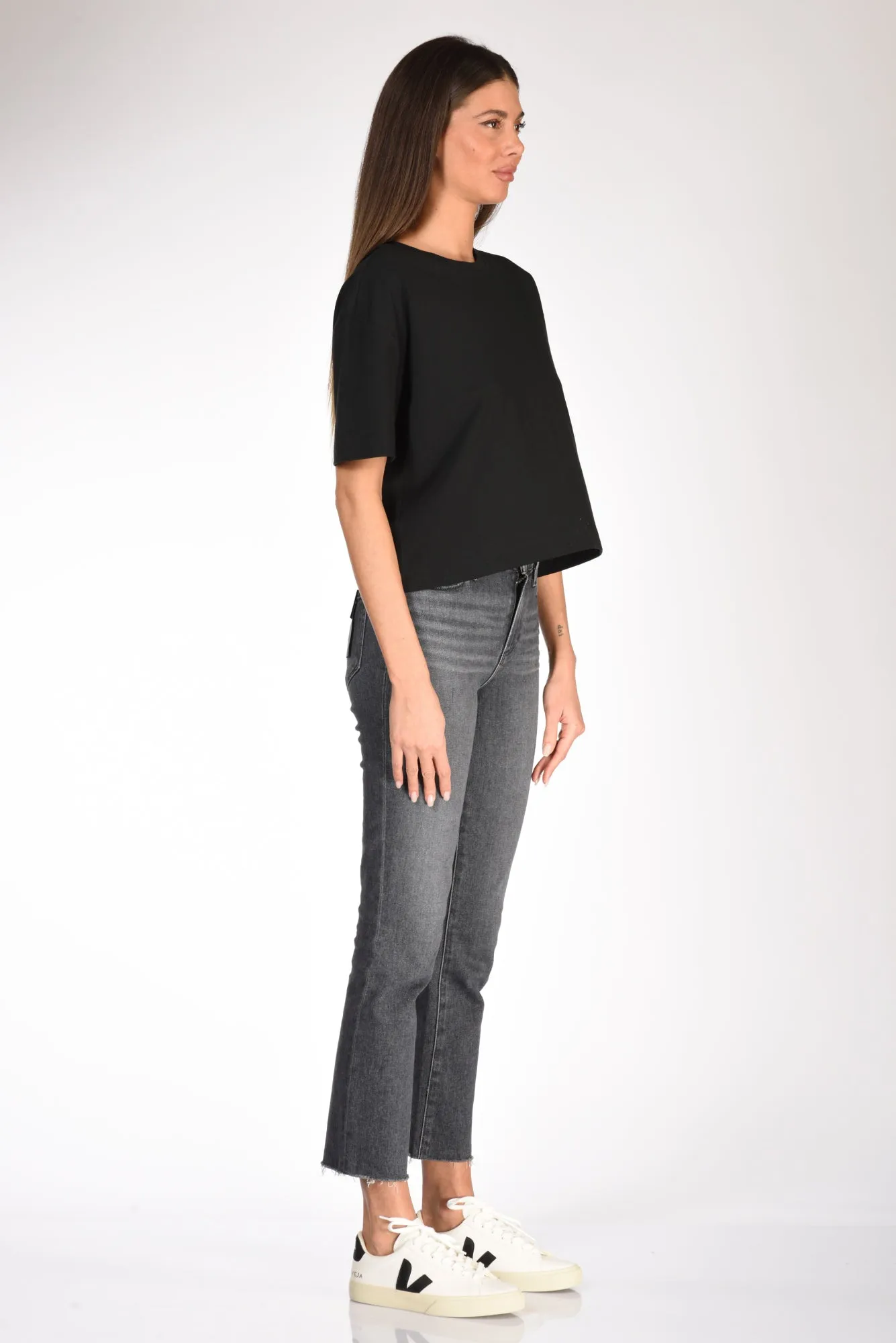 Allude Tshirt Crop Nero Donna