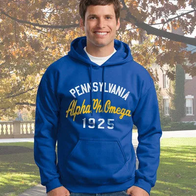 Alpha Phi Omega State and Date Printed Hoody - Gildan 18500 - CAD