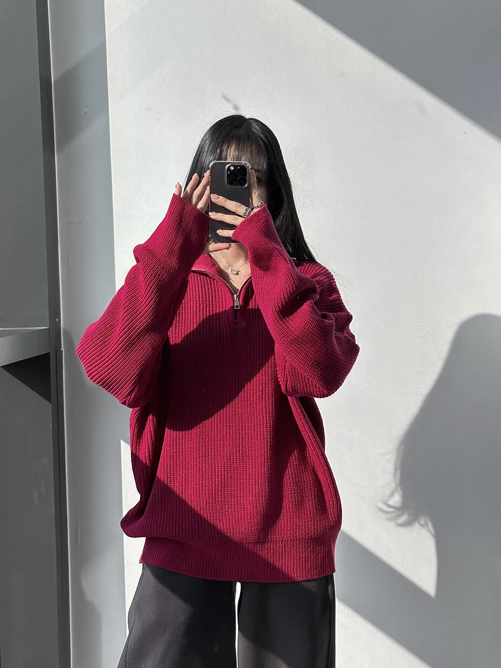 ASCLO  |Unisex Street Style Long Sleeves Plain Oversized Sweaters