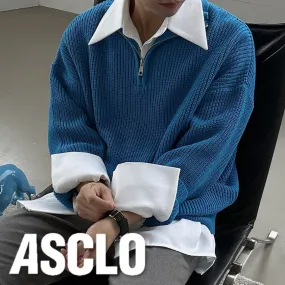 ASCLO  |Unisex Street Style Long Sleeves Plain Oversized Sweaters