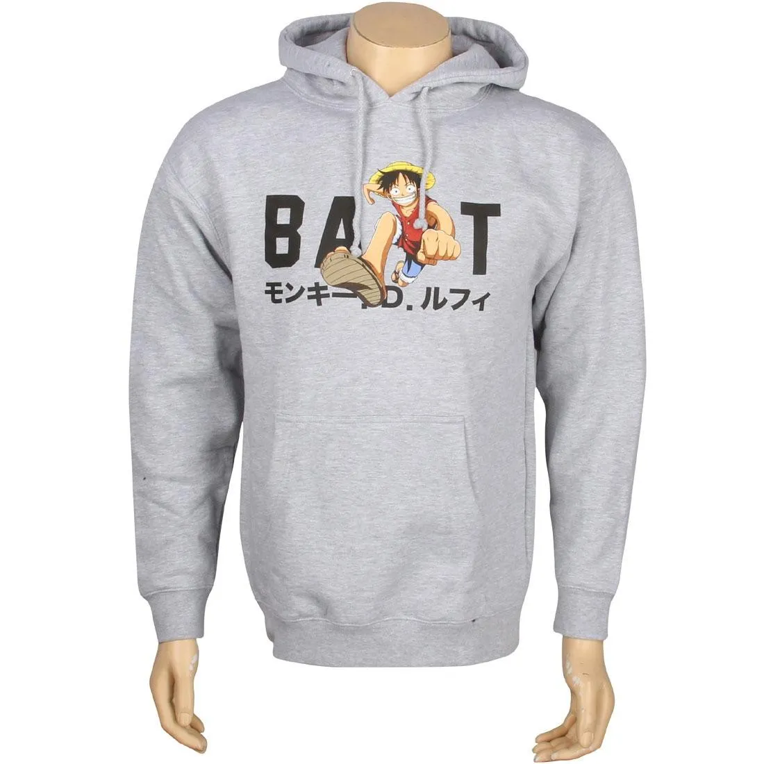 BAIT x One Piece Luffy BAIT Logo Pullover Hoody (grey heather)