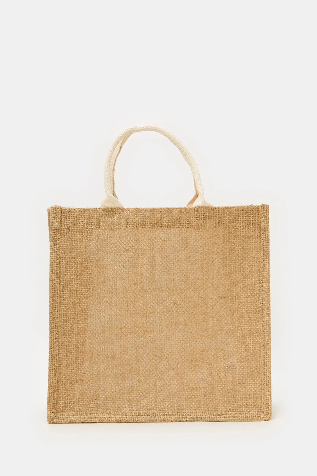 Beige Jute Shopping Bag