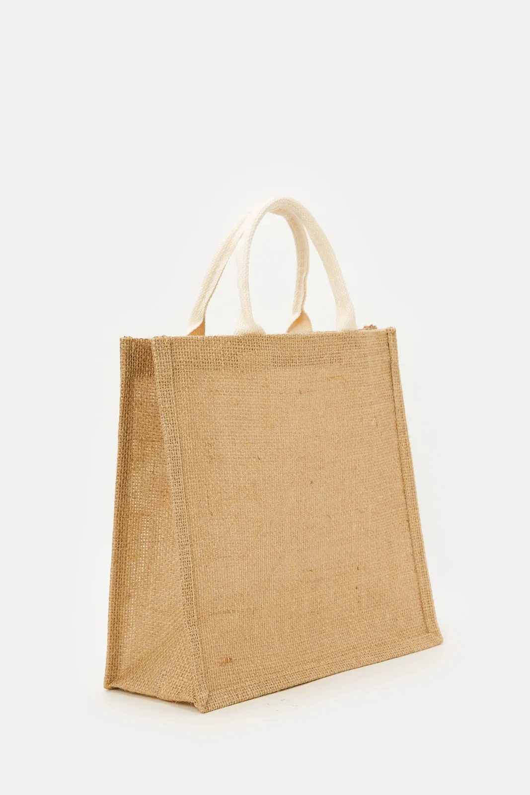 Beige Jute Shopping Bag