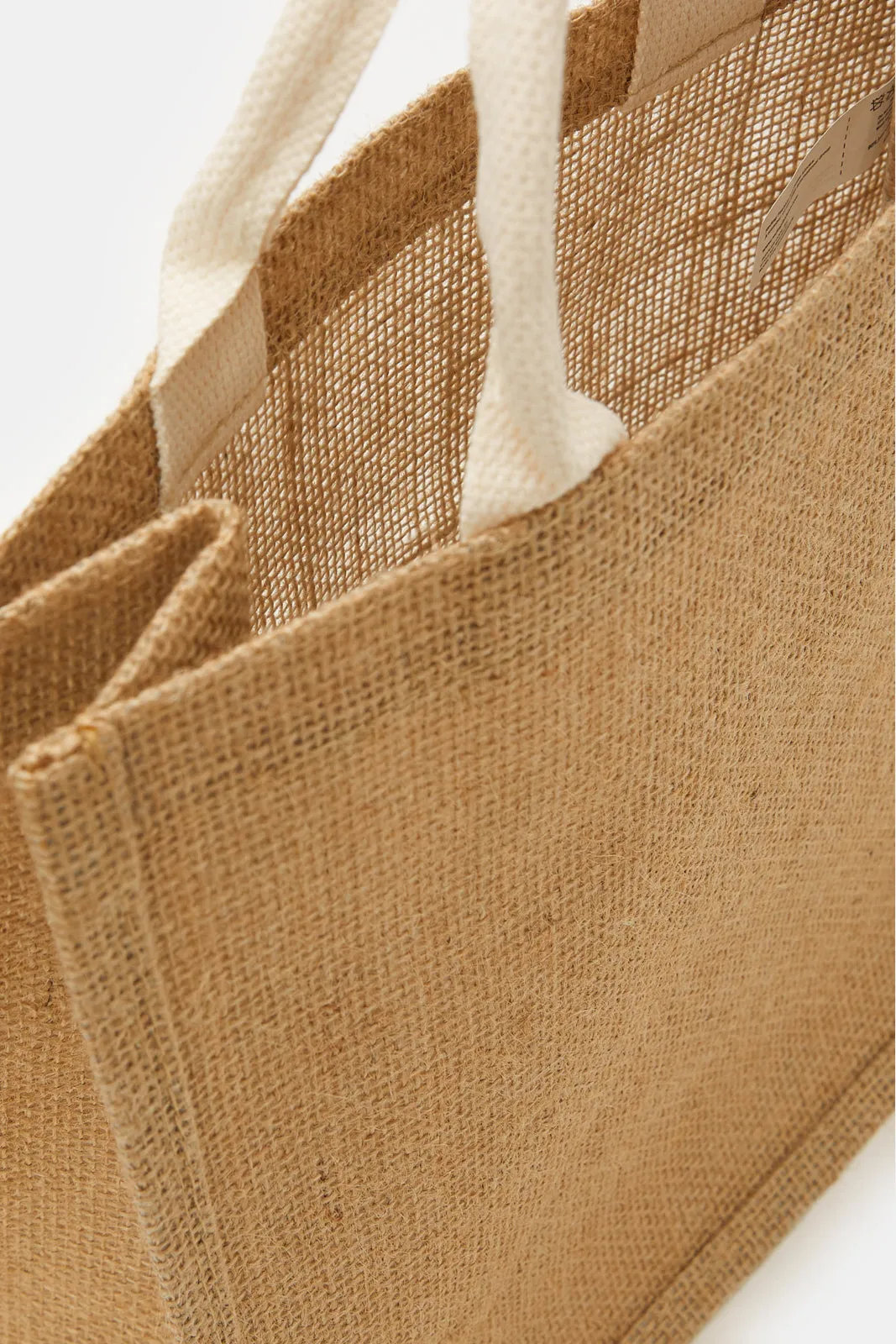 Beige Jute Shopping Bag