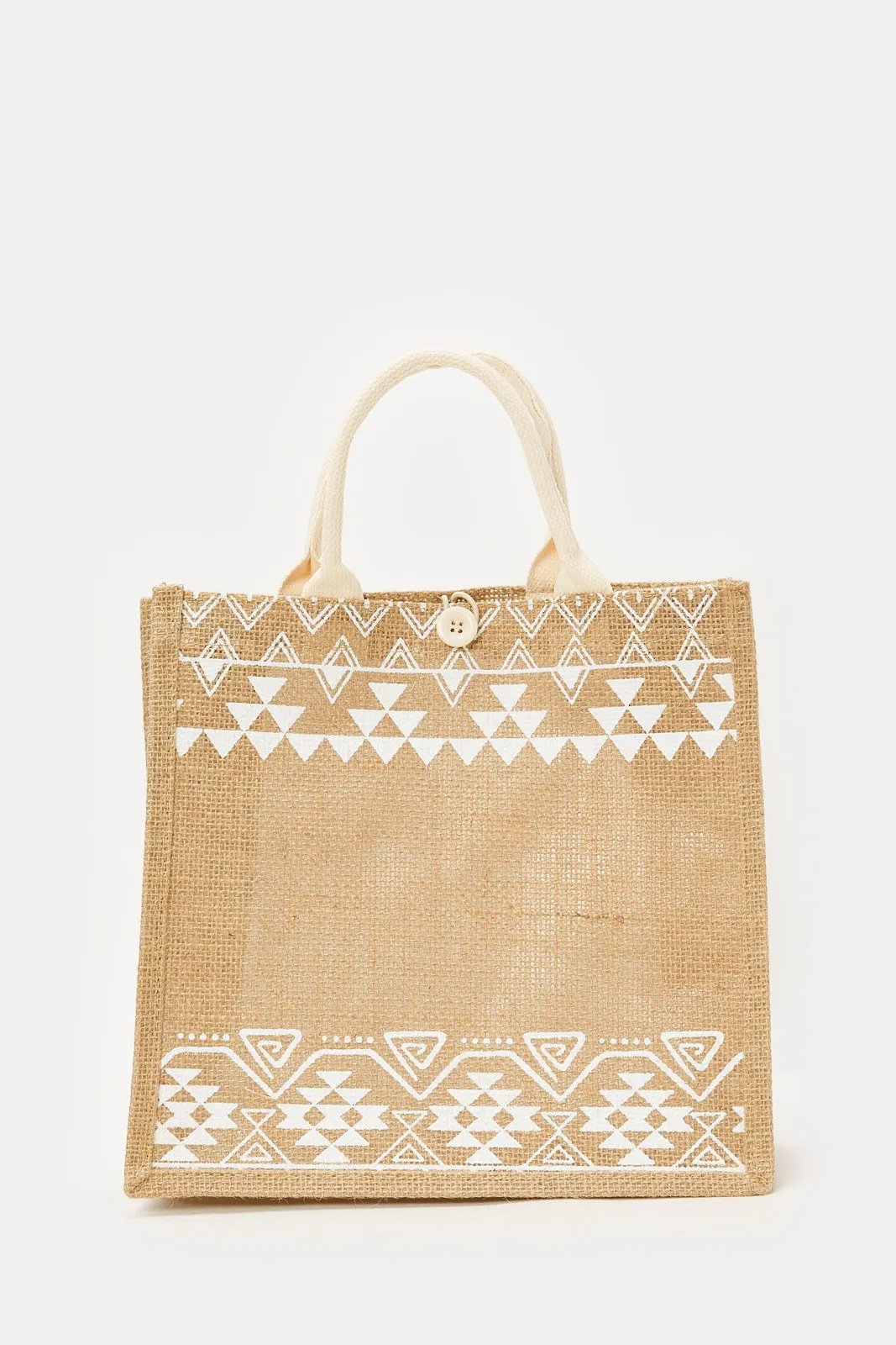 Beige Printed Shopping Bag