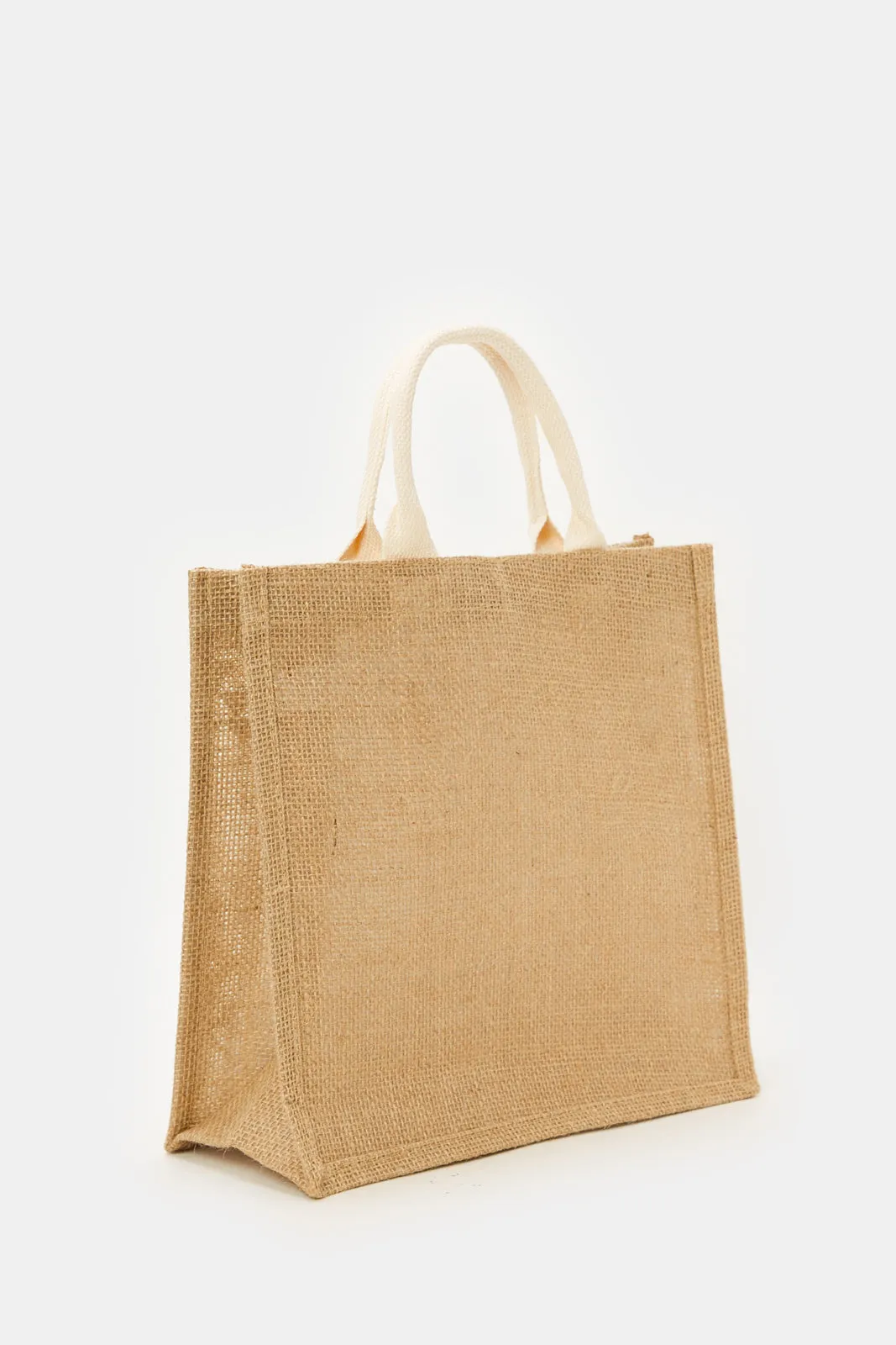 Beige Printed Shopping Bag