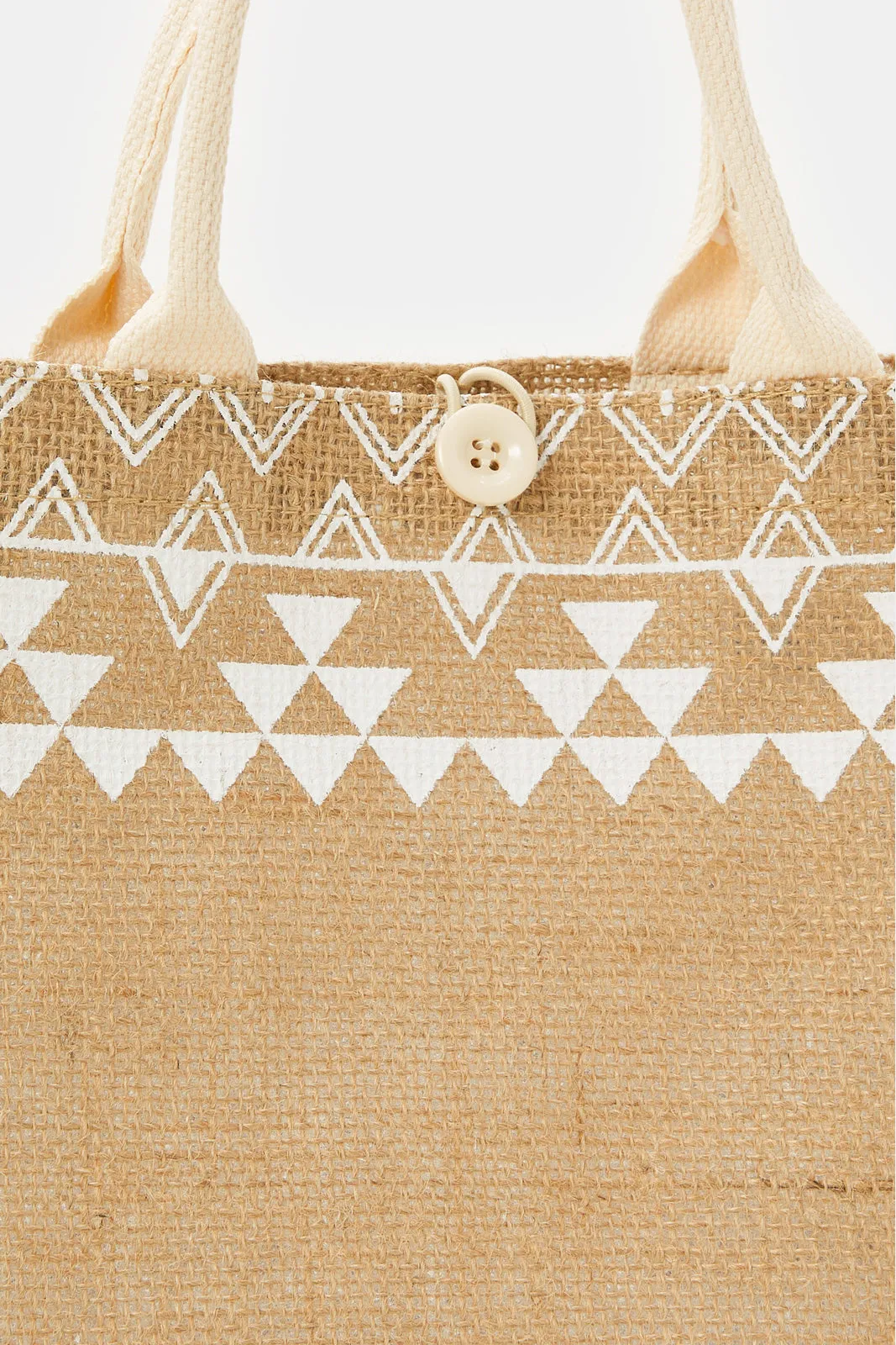 Beige Printed Shopping Bag