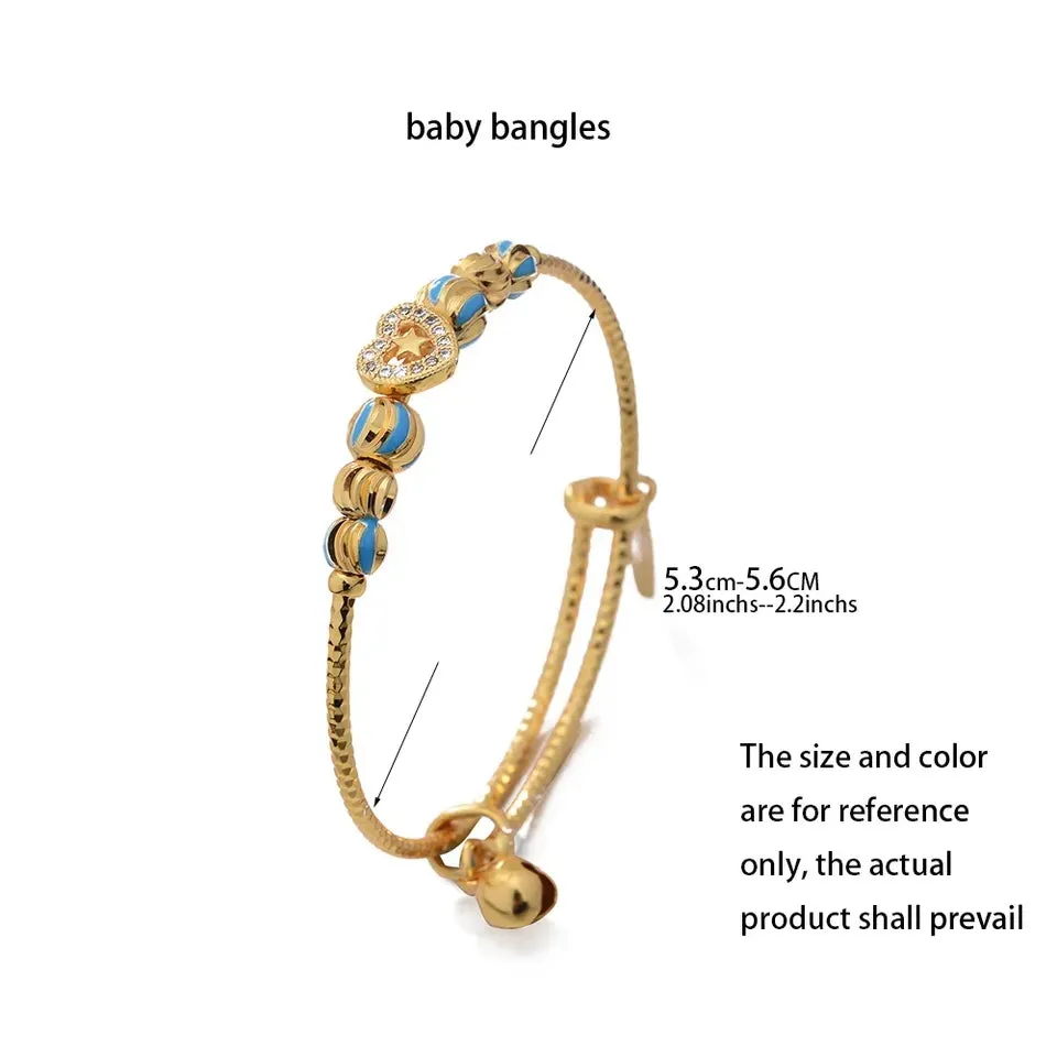 Blue Baby Bracelet, Gold Plated Bangles For  2-10 Years Old Girls