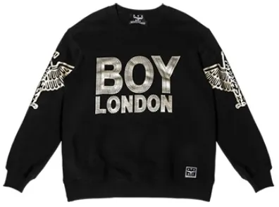 BOY LONDON  |Studded Street Style U-Neck Long Sleeves Cotton Fringes