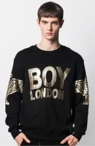 BOY LONDON  |Studded Street Style U-Neck Long Sleeves Cotton Fringes