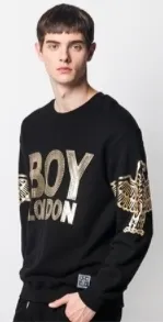 BOY LONDON  |Studded Street Style U-Neck Long Sleeves Cotton Fringes