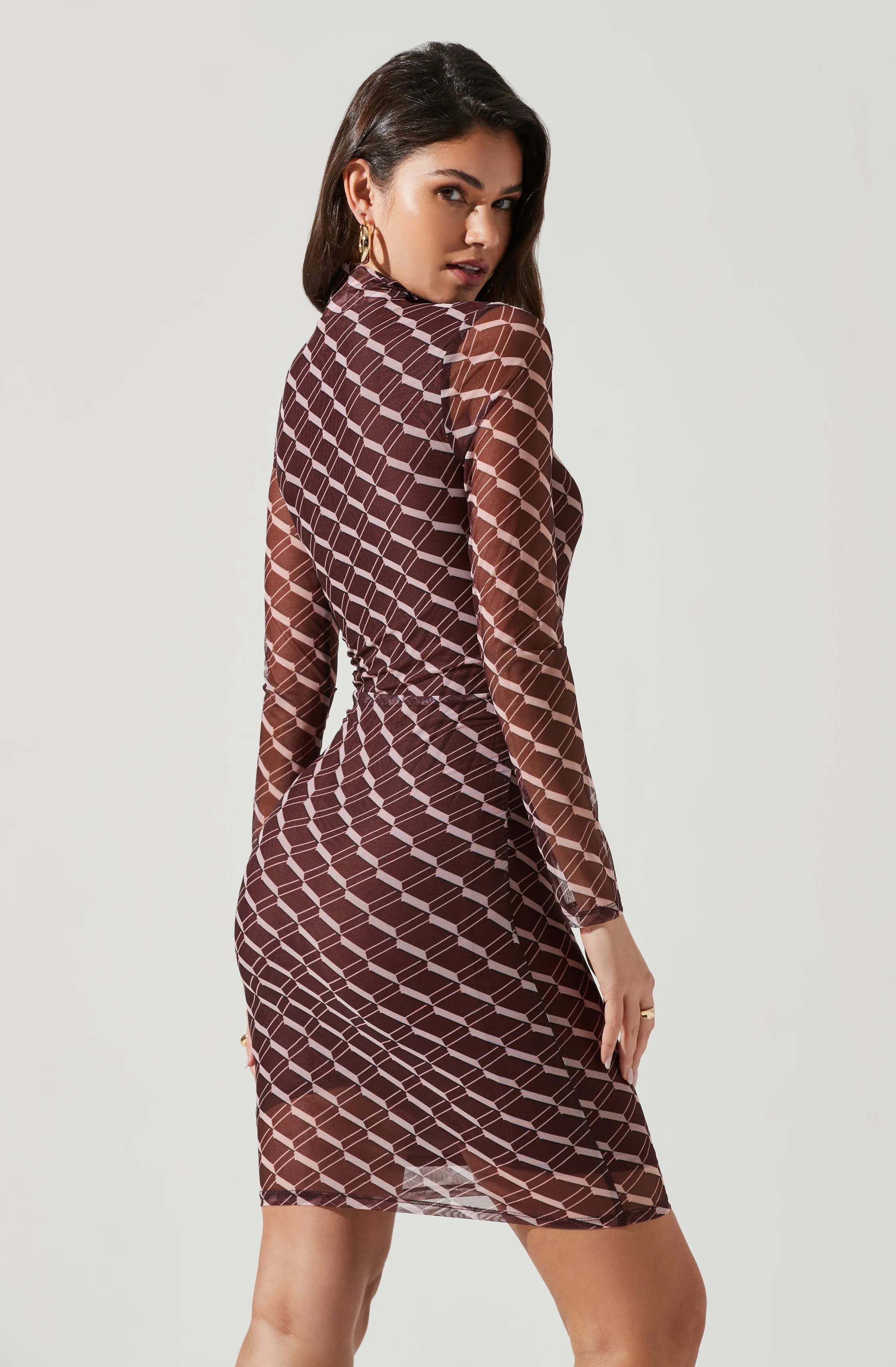 Bryn High Neck Cutout Long Sleeve Mini Dress