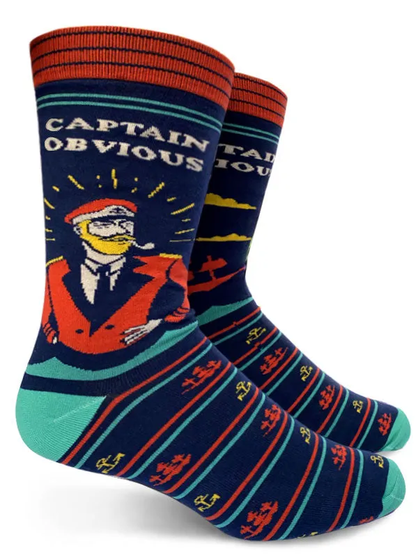 Captain Obvious Mens Crew Socks