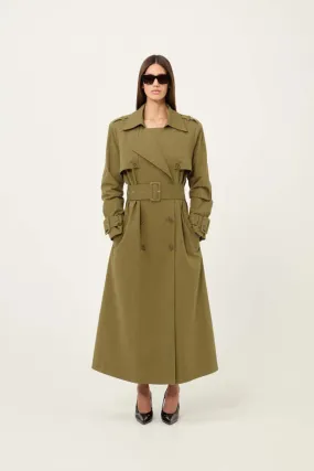 Cargo Trench Coat - Army Green