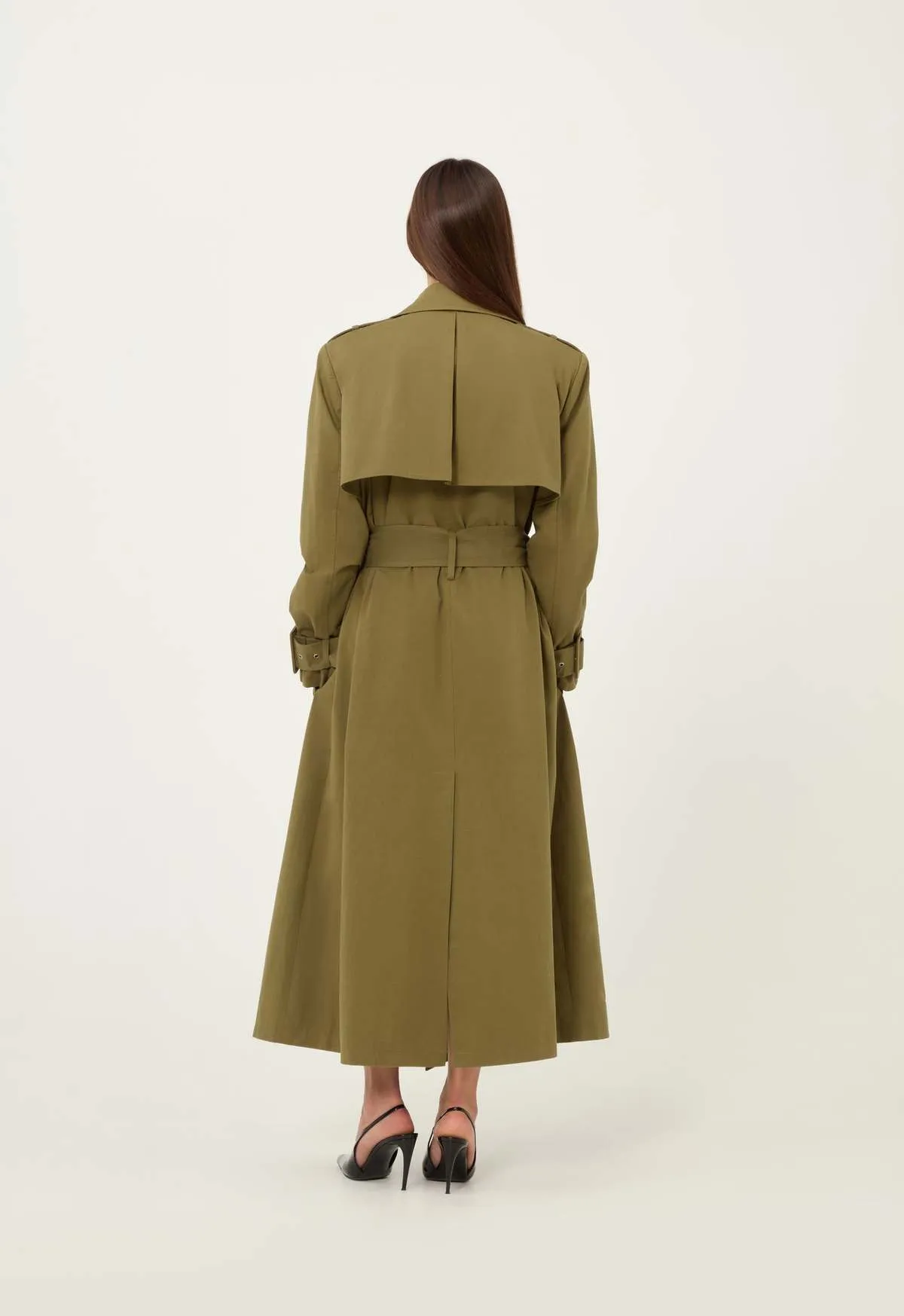 Cargo Trench Coat - Army Green