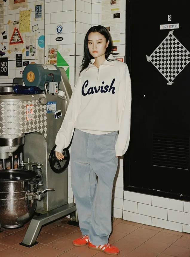 CAVISH  |Unisex Street Style Long Sleeves Plain Oversized Logo