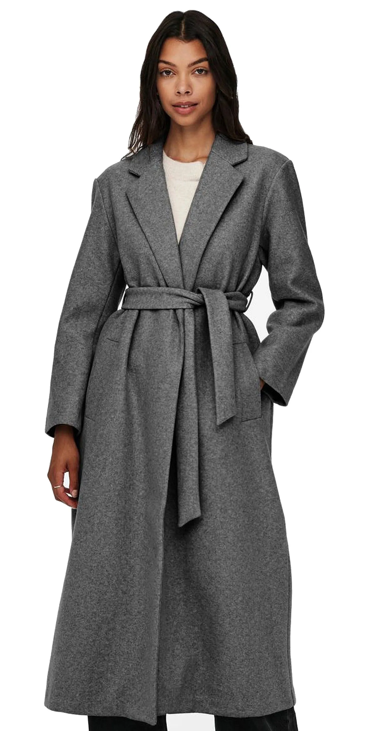 coat ONLY Trillion Belt X-Long Coatigan CC Pnt - Medium Grey Melange - women´s