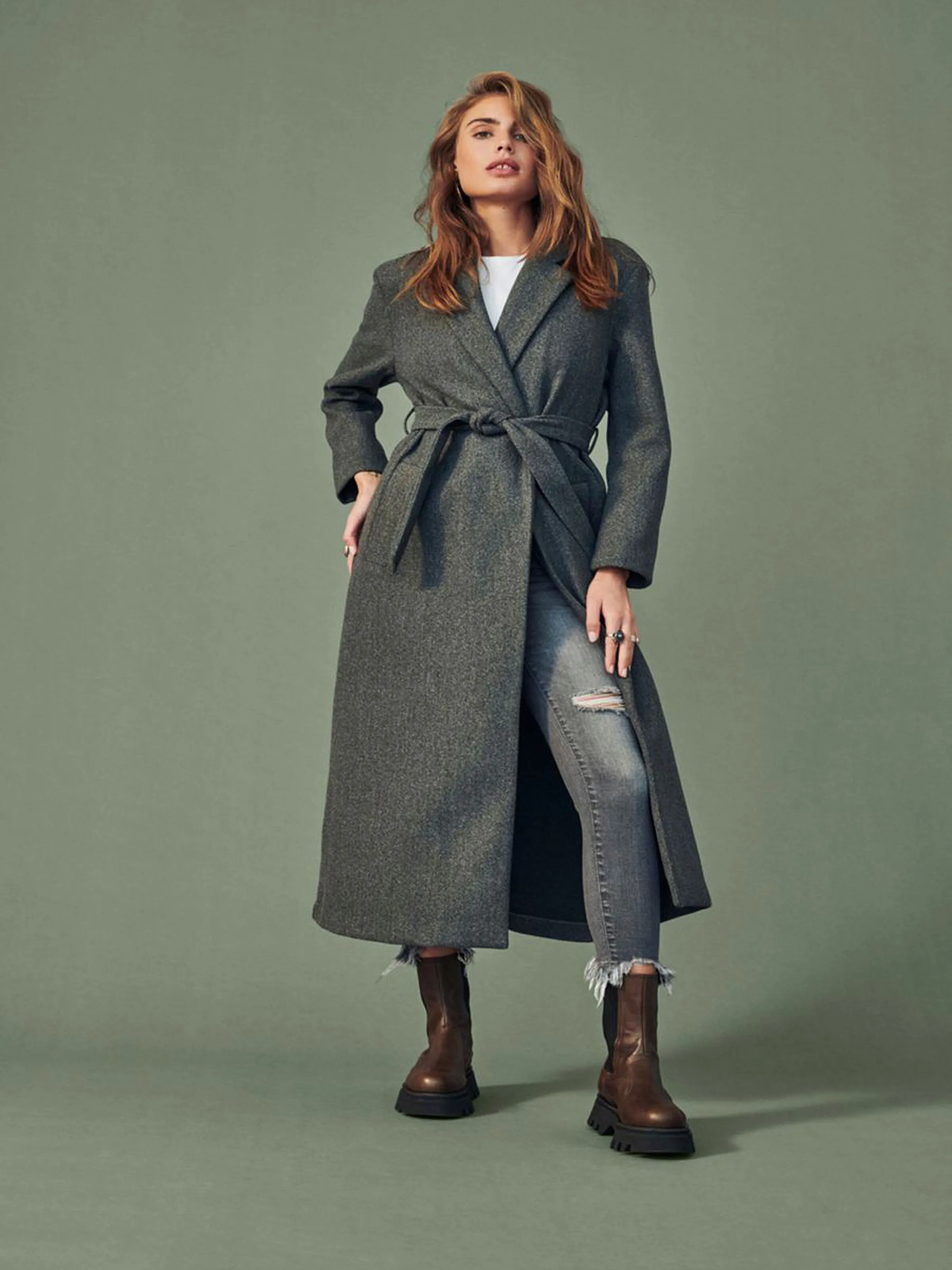 coat ONLY Trillion Belt X-Long Coatigan CC Pnt - Medium Grey Melange - women´s