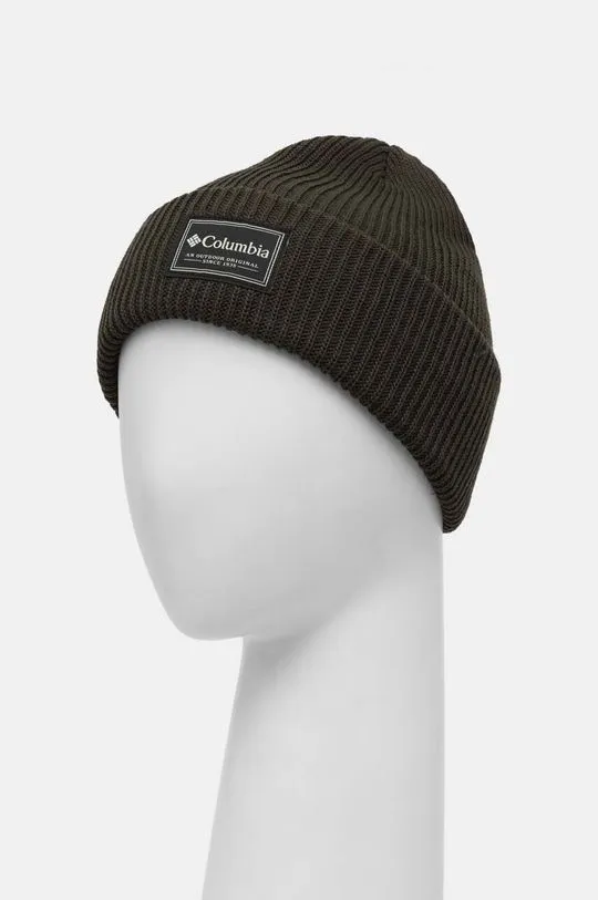 Columbia beanie Lost Lager II green color thick knit 1975921