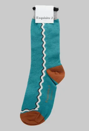 Contrast Detail Socks in Teal