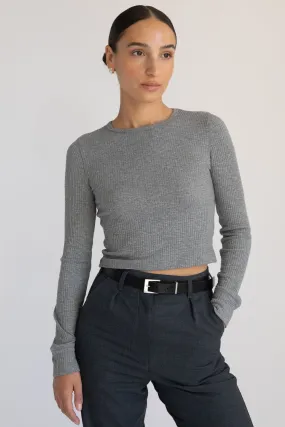 Cropped Fitted Long Sleeve Top