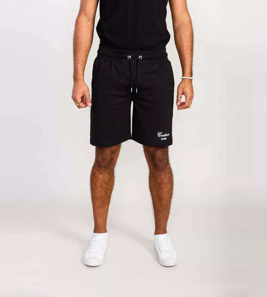 D555 Mens Black Couture Shorts With Elasticated Waistband (HOLBROOK)