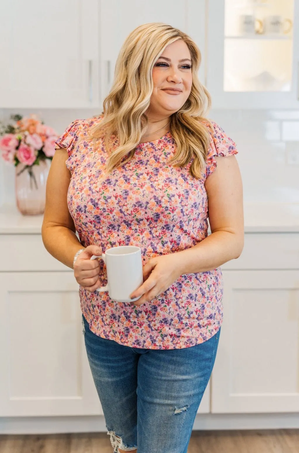 Dance Through The Petals Floral Top- Pink