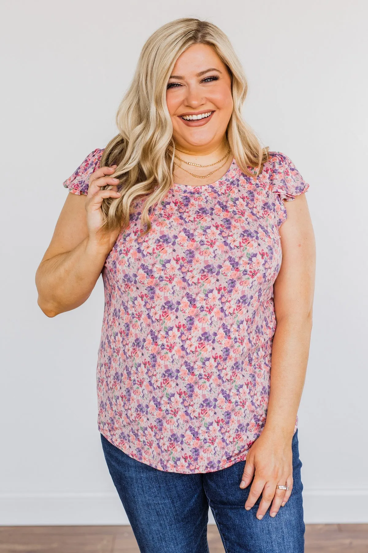 Dance Through The Petals Floral Top- Pink