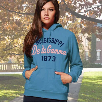 Delta Gamma State and Date Printed Hoody - Gildan 18500 - CAD