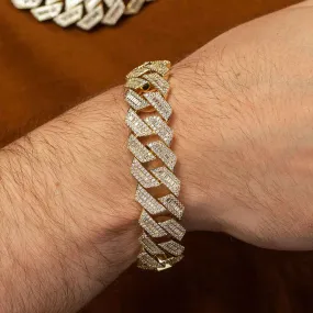 Diamond Baguette Straight Edge Cuban Bracelet 18mm