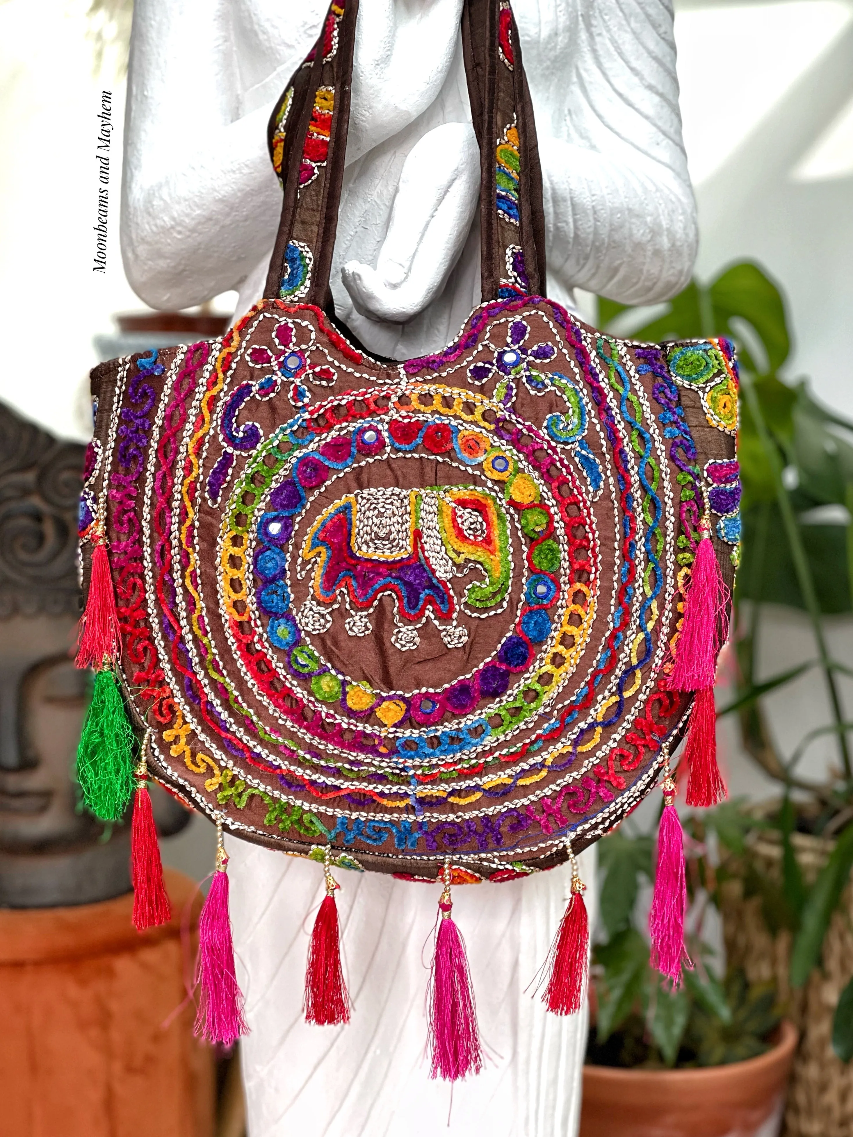 DIVINE BURNT UMBER SHAMBALA BOHEMIAN SHOULDER BAG