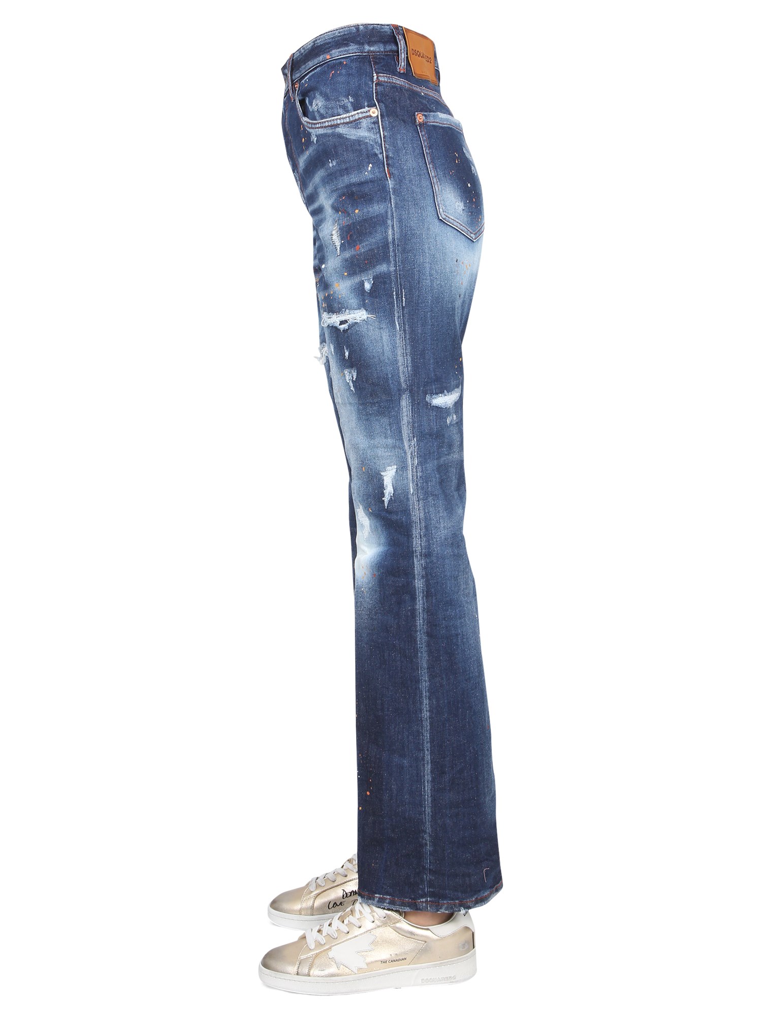 DSQUARED    COTTON DENIM ROADIE JEANS