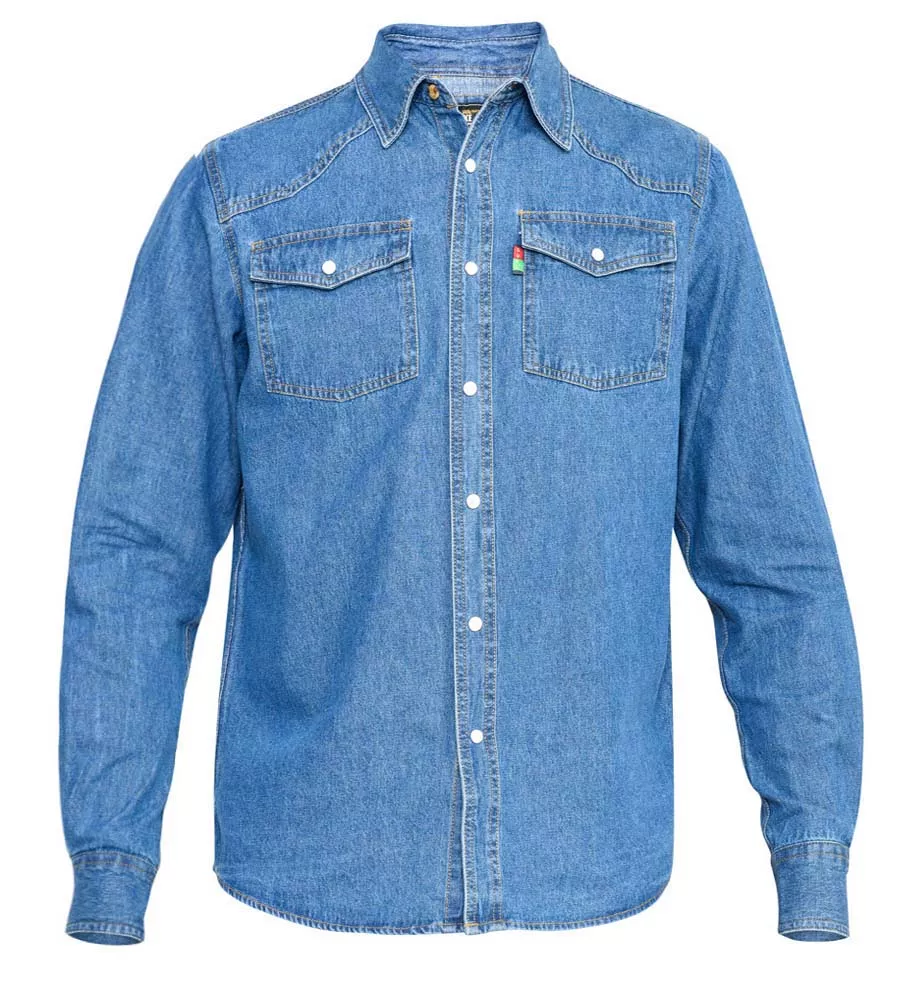 Duke Big Mens Long Sleeve Blue Denim Shirt Western Style (WESTERN  BLUE STONEWASH)