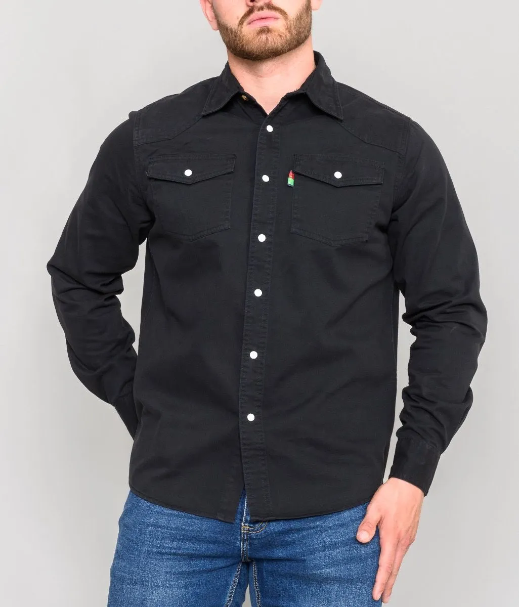 Duke Kingsize Big Western Denim Shirt Black Regular Fit