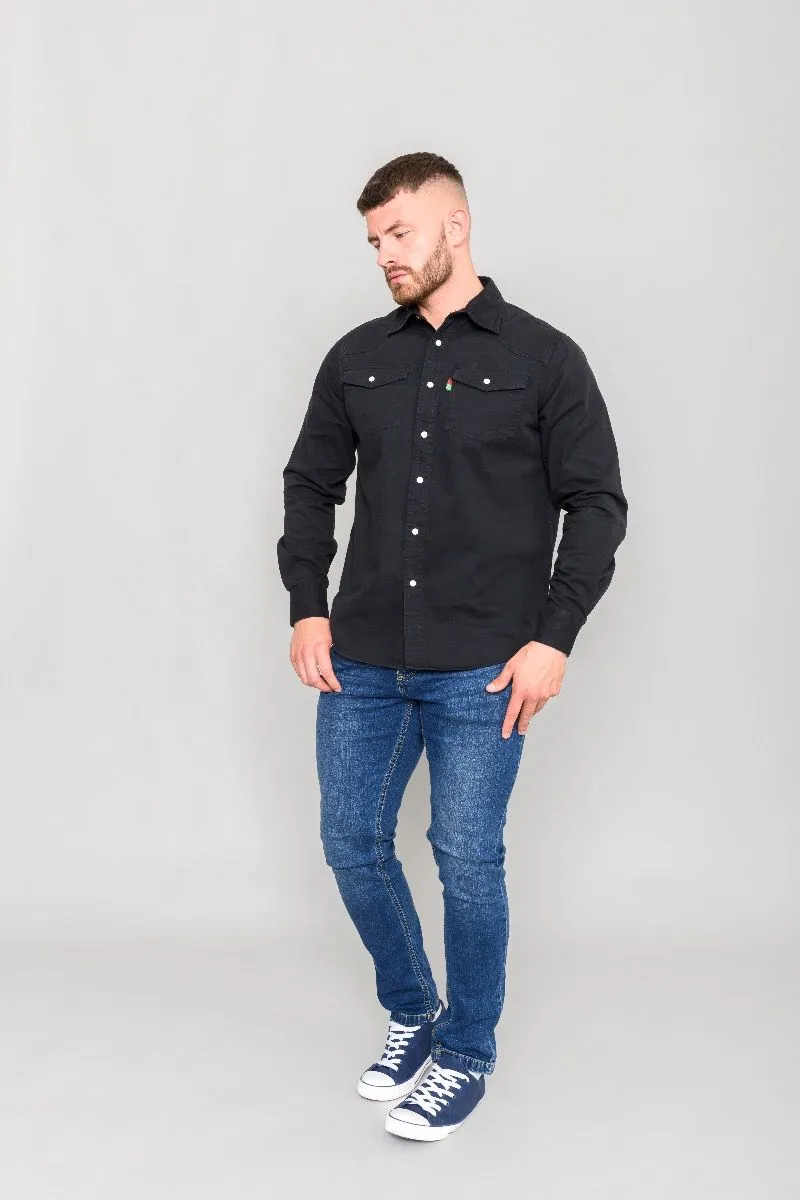 Duke Western Denim Shirt Black Regular Fit