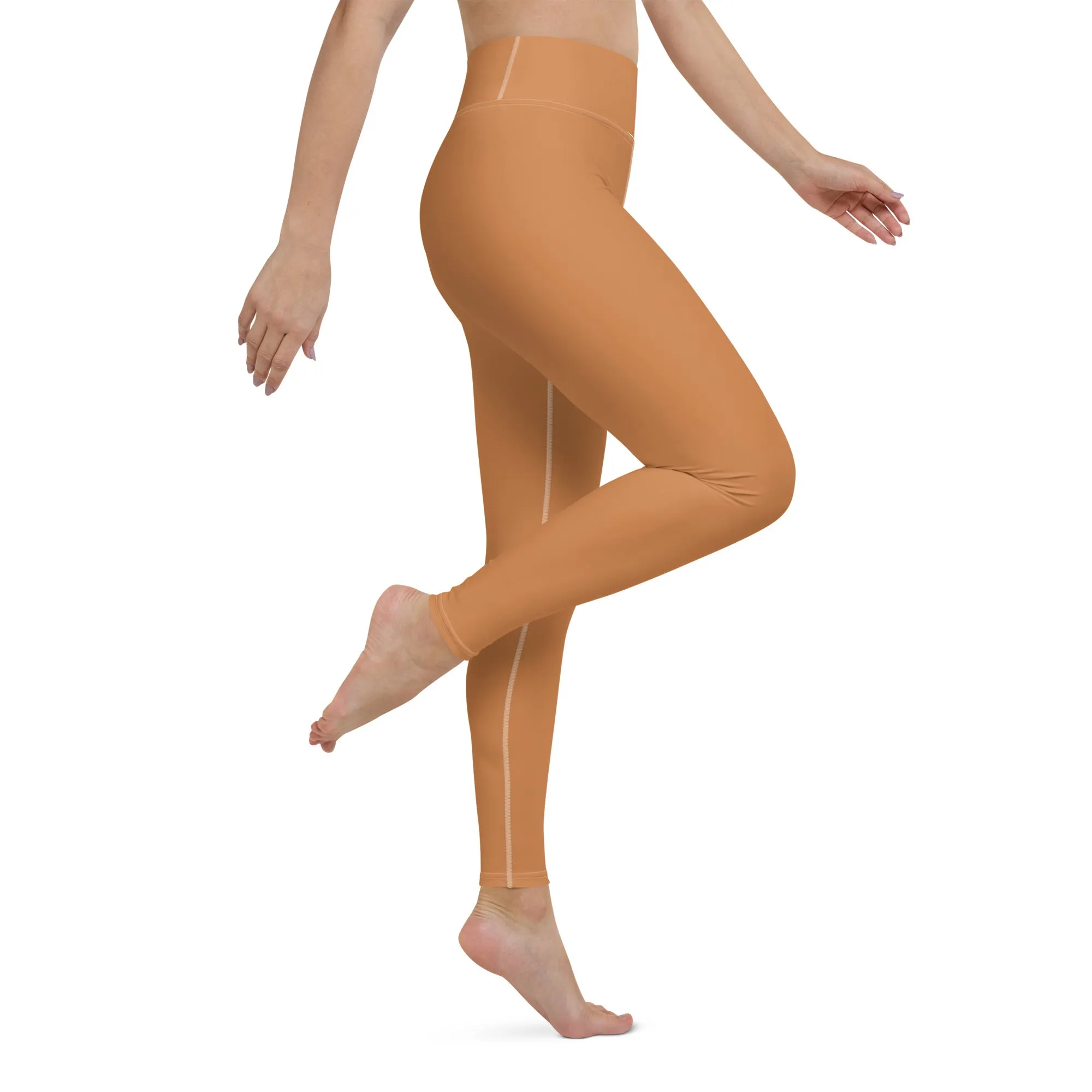 Effortless Movement: Women's Solid Color Yoga Pants - Raw Sienna