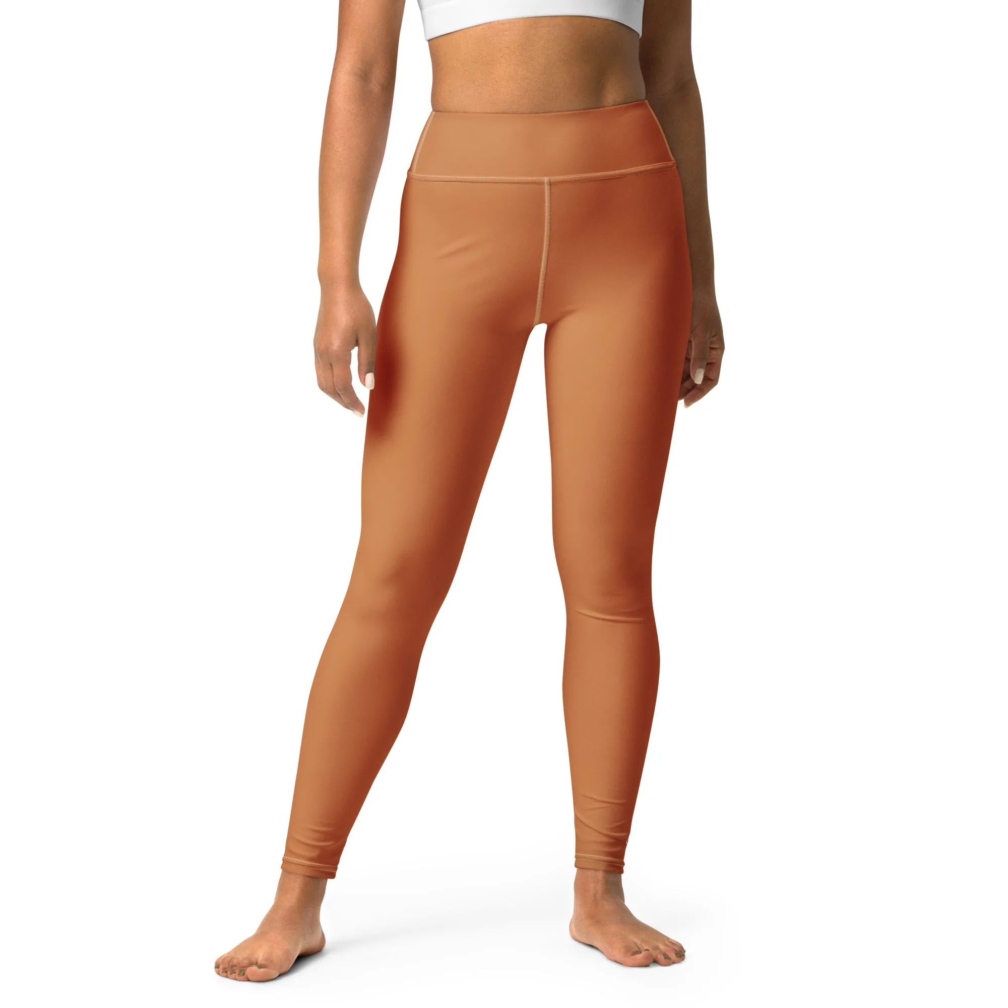 Effortless Movement: Women's Solid Color Yoga Pants - Raw Sienna