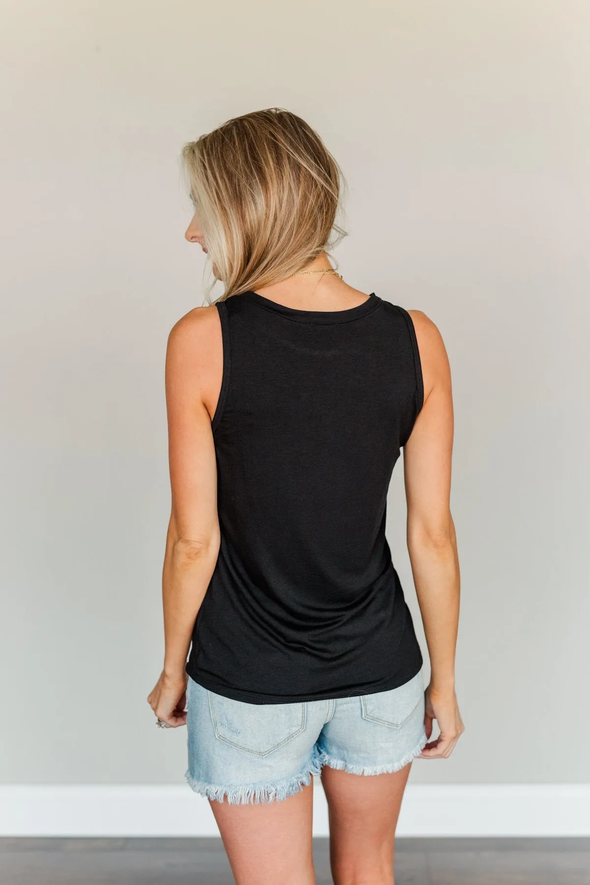 Energize The Day Lace Tank Top- Black