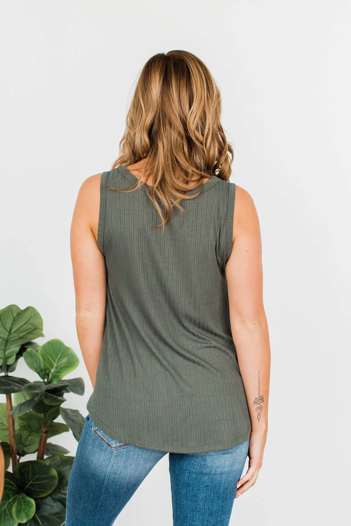 Envy Me Knit Tank Top- Dark Sage