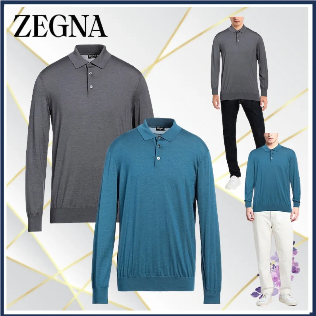 Ermenegildo Zegna  |Cashmere Silk Long Sleeves Plain Oversized Luxury