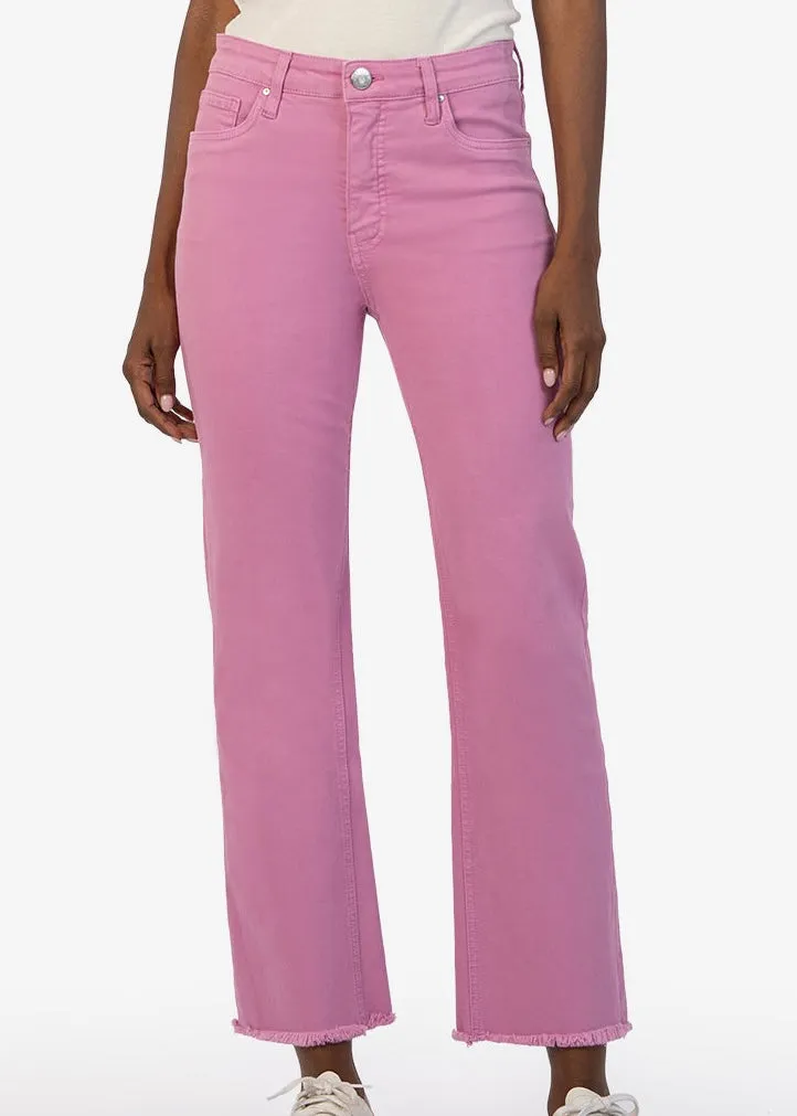 FINAL SALE - KUT Kelsey High Rise Bright Lavender Fab Ab Ankle Flare Jeans