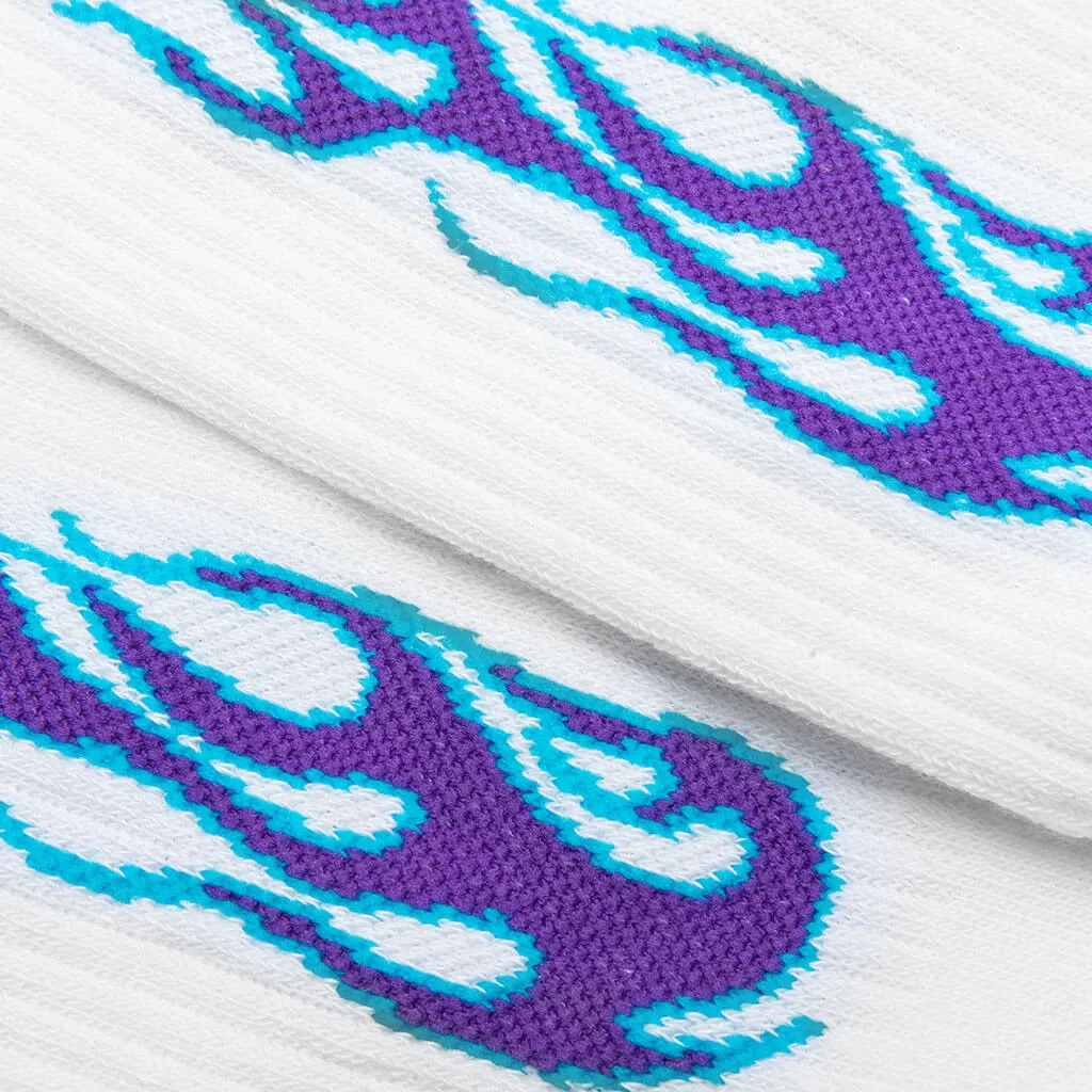 Flames Socks - White/Violet