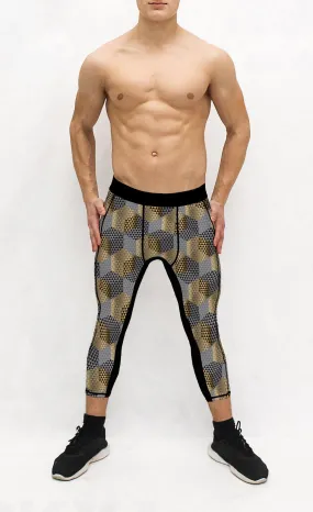 Golden Geometric Men's Pocket Tights