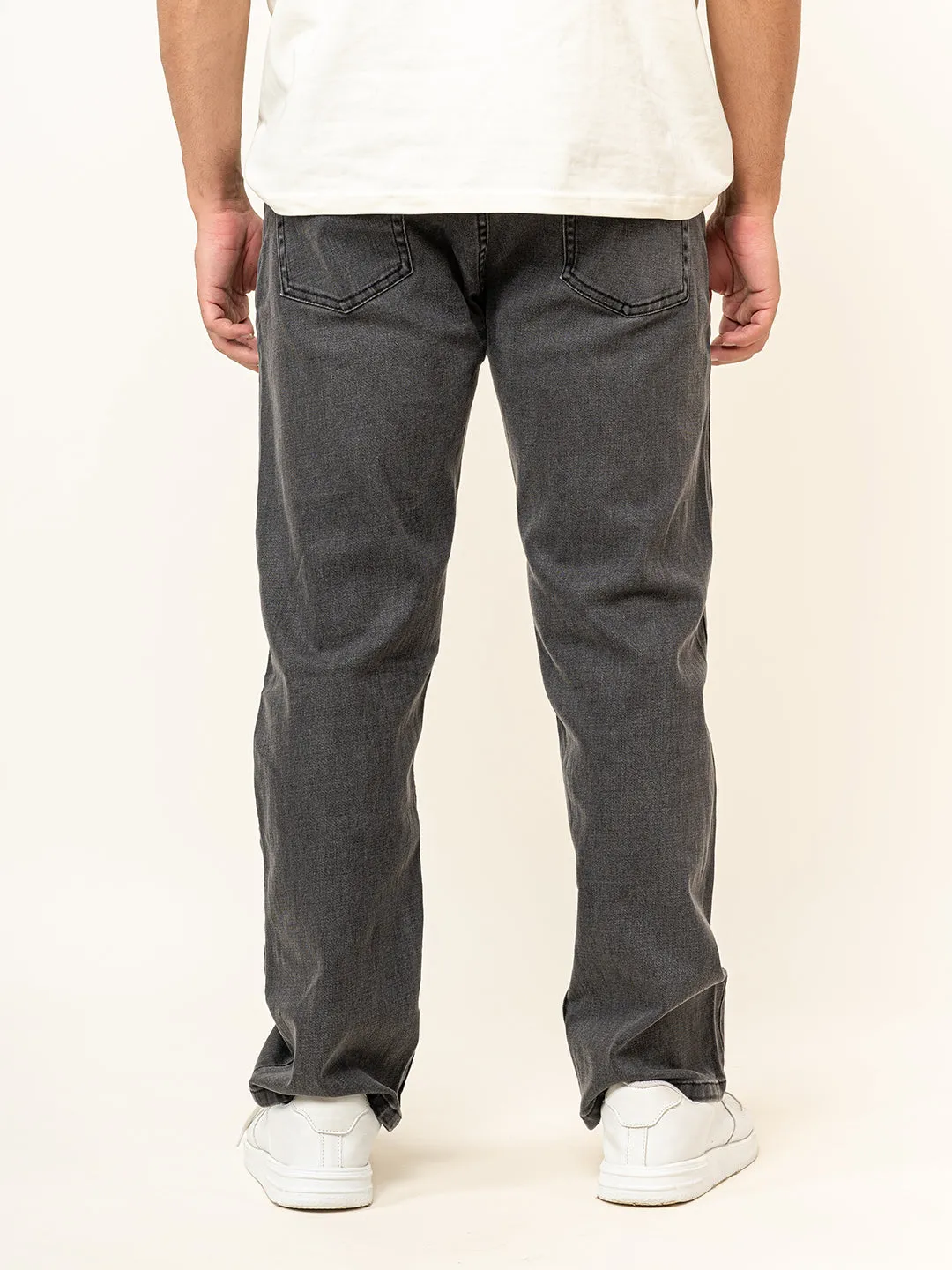 Grey Denim Baggy Plain Jeans