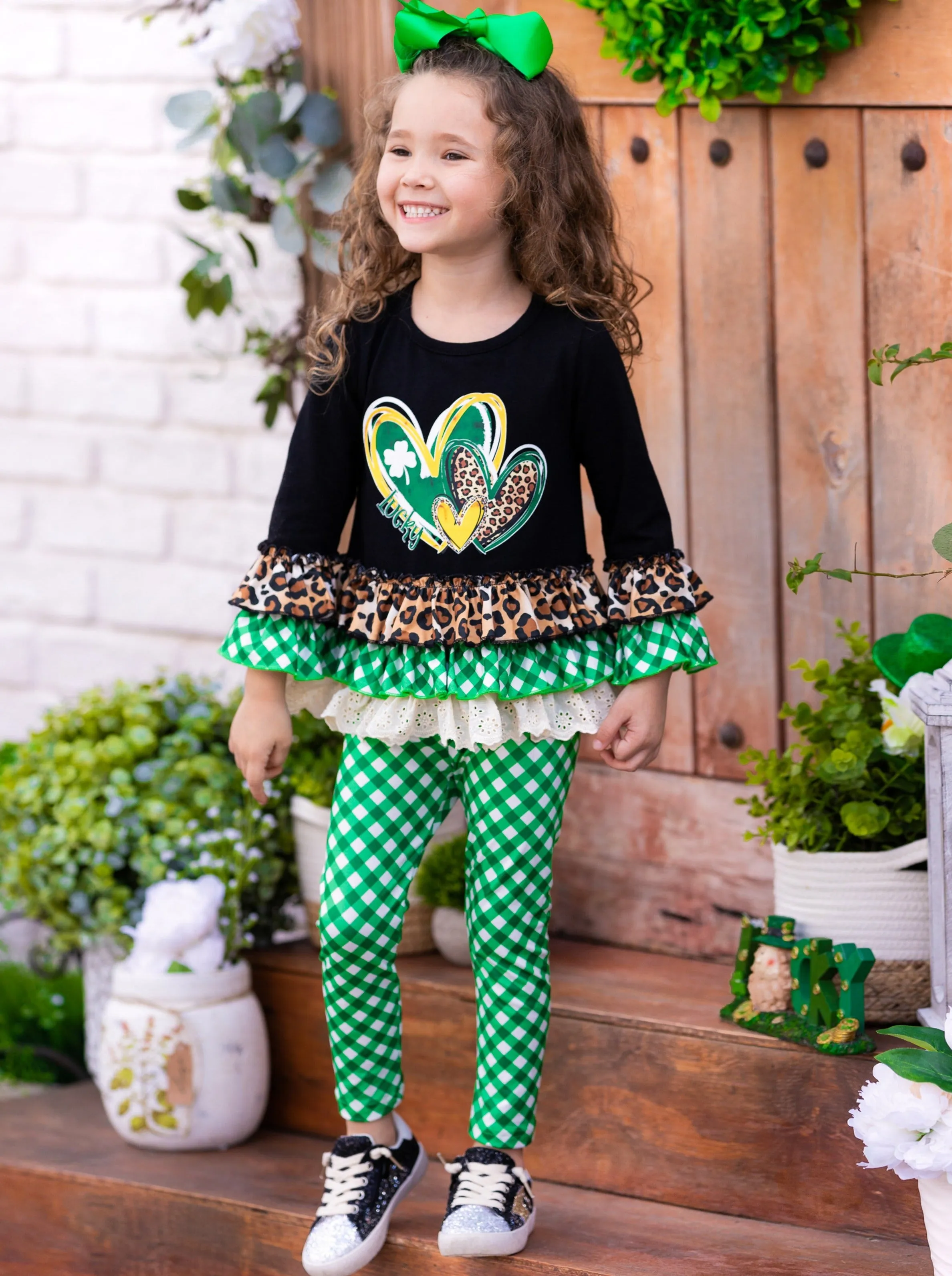 I Love St Patty's Day Plaid Legging Set