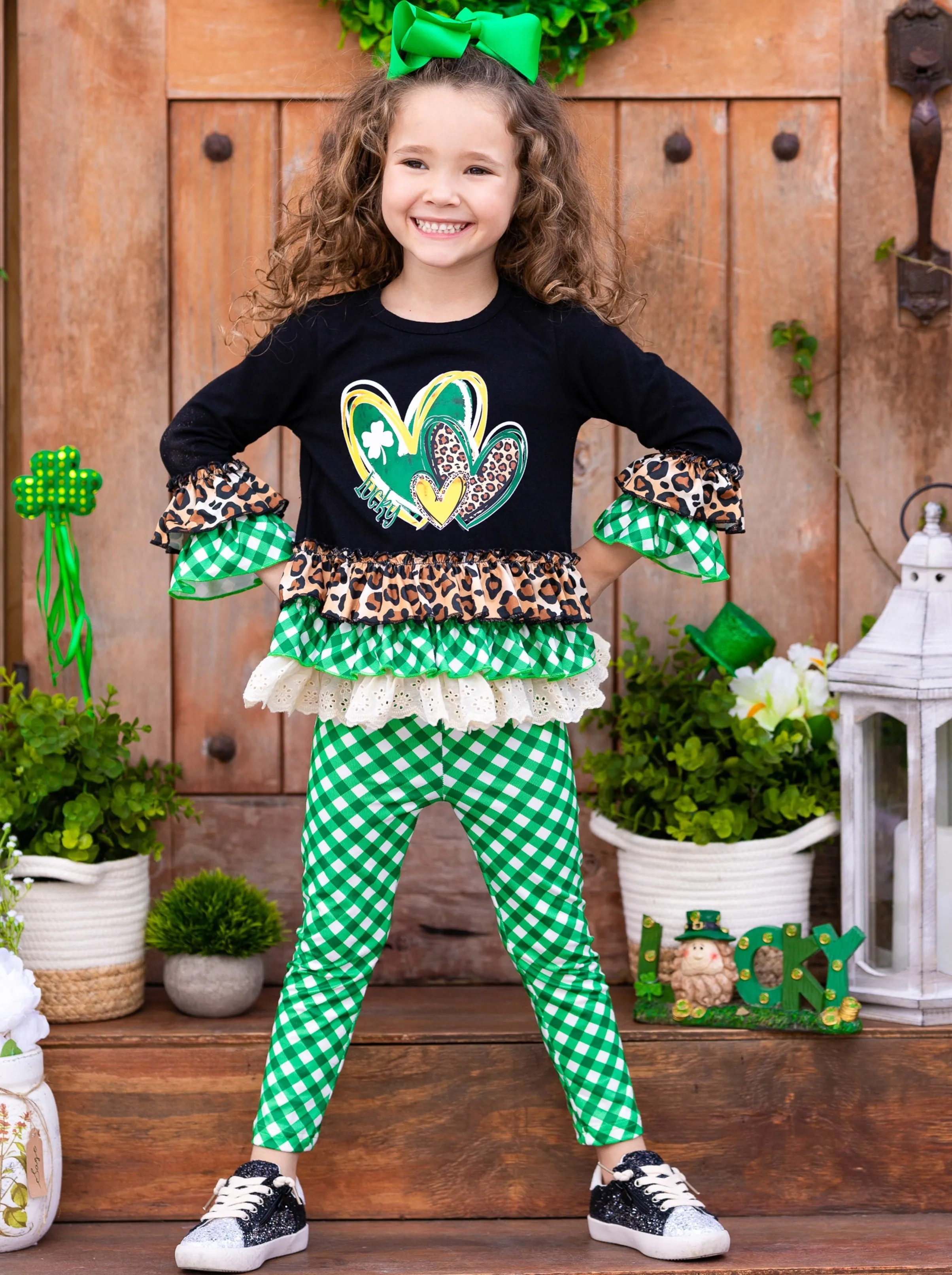 I Love St Patty's Day Plaid Legging Set